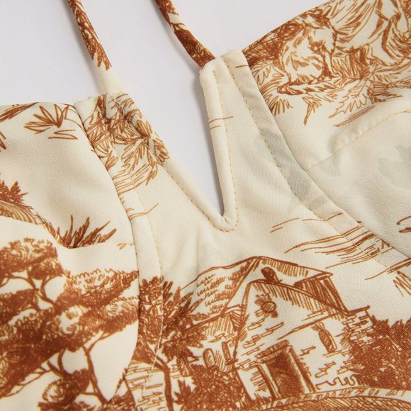 Vintage Printed Corset Crop Top - Picture 3 of 8
